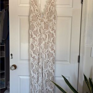 Lulu's Cream Lace Jumpsuit